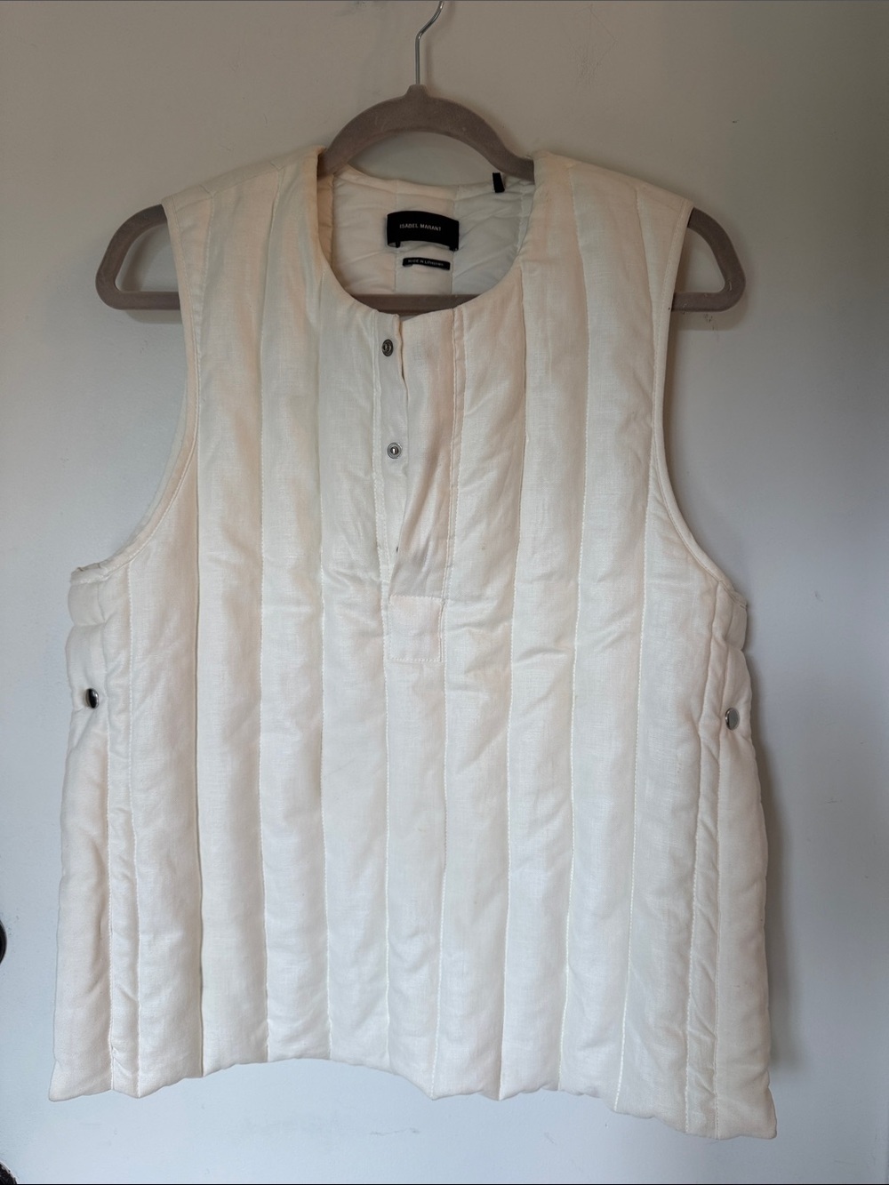 Isabel Marant white linen Quilted Vest Size 38 (US 4-6)